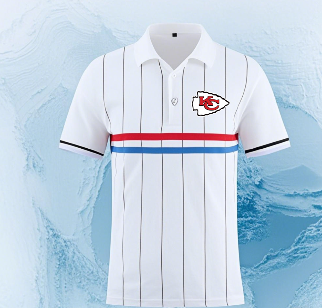 Kansas City Chiefs white #42 Men 2025 NFL polo T shirt